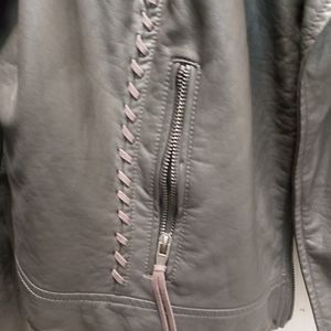 Women's plus leather like moto jacket